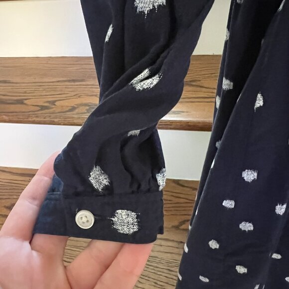 LOFT Navy Dot Print Tie-Waist Dress – Size Medium - Picture 4 of 4